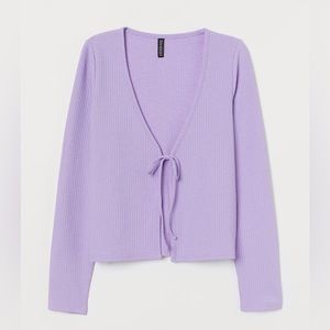 H&M Light Purple Ribbed Tie Detail Cardigan